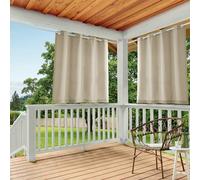 Town & Country Basics Exclusive Home Cabana Paire de Rideaux Unis à œillets filtrant la lumière pour intérieur et extérieur, 137 x 160 cm, Taupe