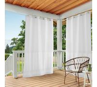 Town & Country Basics Exclusive Home Cabana Paire de Rideaux Unis à œillets filtrant la lumière pour intérieur/extérieur, 137,2 x 365,8 cm, Blanc