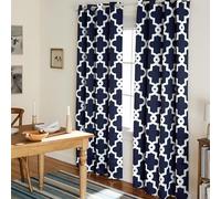 TOWN & COUNTRY EVERYDAY Exclusive Home Curtains Ironwork Paire de Panneaux occultants tissés à œillets, Bleu Paon, 132,1 x 243,8 cm, 2 Panneaux
