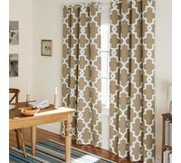 TOWN & COUNTRY EVERYDAY Exclusive Home Curtains Ironwork Paire de Panneaux occultants tissés à œillets, Taupe, 132,1 x 213,4 cm, 2 Panneaux