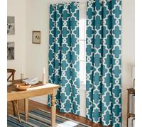 TOWN & COUNTRY EVERYDAY Exclusive Home Curtains Ironwork Paire de Panneaux occultants tissés à œillets, Bleu Sarcelle, 132,1 x 243,8 cm, 2 Panneaux