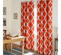 TOWN & COUNTRY EVERYDAY Exclusive Home Curtains Ironwork Paire de Panneaux occultants tissés à œillets, Orange Mecque, 132,1 x 243,8 cm, 2 Panneaux