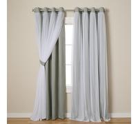 TOWN & COUNTRY LUXE Exclusive Home Catarina Paire de Rideaux Unis superposés à œillets, occultants et voilages, 132,1 x 243,8 cm, Gris Doux