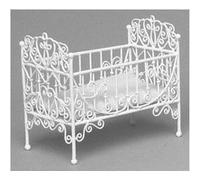 Town Square Miniatures Dollhouse Baby Crib White Wire Multicolore G