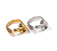 Townshine Bague réglable en acier inoxydable plaqué or 18 carats avec point d'interrogation irrégulier et point d'interrogation inconnu, bijou polyvalent qui ne se décolore pas pour femme, Métal,