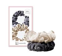 townssilk Seta Scrunchie Lot de 2 pièces 100% soie de mûrier 6A/22 Momme, avec structure délicate, certifié Oeko-Tex, doux pour les cheveux et volumineux, élastique sans traces de doigts