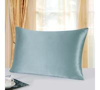 townssilk Taie d'oreiller en Soie, 100% Soie de mûrier Naturelle 19 Momme, Deux Faces en Soie, certifiée Oeko-Tex, Douce pour la Peau et Les Cheveux, 1 unité,40x70cm,Vert d’Eau