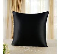 townssilk Taie d'oreiller en Soie, 100% Soie de mûrier Naturelle 19 Momme, Deux Faces en Soie, certifiée Oeko-Tex, Douce pour la Peau et Les Cheveux, 1 unité,50x50cm,Noire