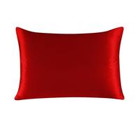 townssilk Taie d'oreiller en Soie, 100% Soie de mûrier Naturelle 19 Momme, Deux Faces en Soie, certifiée Oeko-Tex, Douce pour la Peau et Les Cheveux, 1 unité,50x75cm,Red