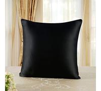 townssilk Taie d'oreiller en Soie, 100% Soie de mûrier Naturelle 19 Momme, Deux Faces en Soie, certifiée Oeko-Tex, Douce pour la Peau et Les Cheveux, 1 unité,80x80cm,Noire