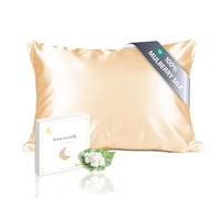 townssilk Taie d'oreiller en Soie, 40x60cm, 100% Soie de mûrier Naturelle 19 Momme, Deux Faces en Soie, certifiée Oeko-Tex, Douce pour la Peau et Les Cheveux, 1 unité,Or Champagne