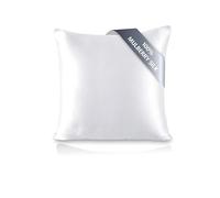 townssilk Taie d'oreiller en Soie, 65x65cm, 100% Soie de mûrier Naturelle 19 Momme, Deux Faces en Soie, certifiée Oeko-Tex, Douce pour la Peau et Les Cheveux, 1 unité,Blanc