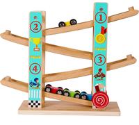 Towo Circuit Rampe De Course¿Glissière Zigzag Avec 4 Voitures En Bois,Jouet Pour Garçons Et Filles De 1 À 4 Ans
