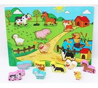 TOWO Puzzles Animaux en Bois - Puzzles de Shinnington Farm Animals Taille Chunky - Puzzle en Bois pour Enfant de 18 Mois et Plus - Puzzle pour Les Tout-Petits comme Jouets d'apprentissage précoce