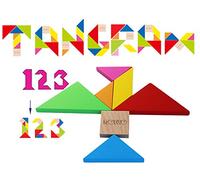 TOWO Tangram Puzzle Enfant en Bois - Jeux de Voyage avec boîte colorée et Plus de 200 Motifs. Casse Tete de logique pour Apprendre Les Formes géométriques. Montessori pour Enfants et pour Adultes