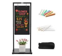 TOWON Support de tableau noir double face coupe-vent de 50,8 x 119,4 cm - Planche à sandwich robuste et portable avec crochets en métal, cadre de barre parallèle pour cafés, boutiques, affichage sur