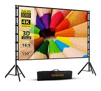 Towond Écran de Projection Portable 150" et Support pour intérieur et extérieur, 16:9 4K HD, Projection arrière et Avant, avec Sac de Transport, Anti-Plis, pour Maison, cinéma, cinéma en extérieur