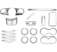 Toworldit Lot de 18 moulures intérieures en ABS compatibles avec Jeep Wrangler JK 4 portes 2011-2017 (chromé)
