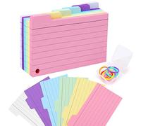 Towviy 450 Fiches Bristol, Carte de Révision Fiche de Revision Flash Cards Cartes d'Apprentissage avec 8 Anneaux de Reliure pour Étude Mémoire, 6 Couleurs, 75 Feuilles/Couleurs