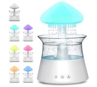 Towwoo 3 en 1 Humidificateur Nuage de Pluie, Diffuseur d'huiles Essentielles d'aromathérapie, Aromathérapie Veilleuse avec 7 Couleurs Changeantes Lumières Son et 3 Modes Brume de Pluie