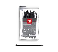 TOX Attache-câbles Clip, noir, résistant aux UV, utilisation universelle à l'intérieur et à l'extérieur, pour une fixation sûre dans la maison et le jardin, taille 2,5 x 100 mm, 100 pièces, 099600020