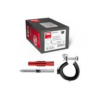 TOX Clamp-Set, collier de serrage articulé 32-35 mm (1 pouce) M8, cheville à usage général TRI 10/61 et vis à double filetage M8x80 avec entraînement TX, 10 pièces, 089101103