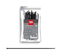 TOX Collier de câbles Clip, noir, résistant aux UV, utilisation universelle en intérieur et en extérieur, pour une fixation sûre dans la maison, taille 7,6 x 450 mm, 100 pièces, 099600032