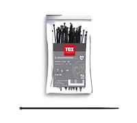 TOX Collier de serrage Clip, noir, résistant aux UV, utilisation universelle à l'intérieur et à l'extérieur, pour une fixation sûre dans la maison, taille 4,8 x 300 mm, 100 pièces, 099600028