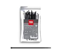 TOX Collier de serrage Clip, noir, résistant aux UV, utilisation universelle à l'intérieur et à l'extérieur, pour une fixation sûre dans la maison, taille 3,6 x 200 mm, 100 pièces, 099600024