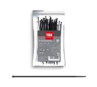 TOX Collier de serrage Clip, noir, résistant aux UV, utilisation universelle à l'intérieur et à l'extérieur, pour une fixation sûre dans la maison, taille 4,8 x 370 mm, 100 pièces, 099600029