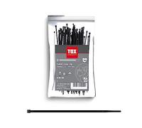 TOX Collier de serrage Clip, noir, résistant aux UV, utilisation universelle à l'intérieur et à l'extérieur, pour une fixation sûre dans la maison, taille 2,5 x 200 mm, 100 pièces, 099600022