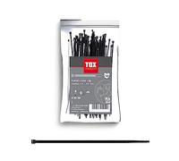 TOX Collier de serrage Clip, noir, résistant aux UV, utilisation universelle à l'intérieur et à l'extérieur, pour une fixation sûre dans la maison, taille 4,8 x 200 mm, 100 pièces, 099600026