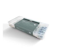 TOX Gamme d’écrous de sécurité en acier galvanisé, écrous hexagonaux avec bloc de serrage polyamide en 6 tailles standard dans boîte de transport transparente, M3, M4, M5, M6, M8, M10, 195-tlg.
