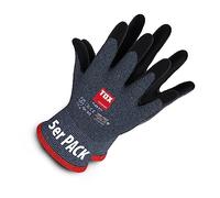 TOX Gants de montage Flex Fit, tricot fin en nylon avec revêtement en mousse de micro nitrile, gris/noir, résistants à l'abrasion et polyvalents, 5 paires, taille 8, 006900108