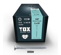 TOX GAP 6,0 x 60 mm, vis de distance en acier galvanisé, alignement millimétré de sous-constructions en bois, TX30, 100 pièces en carton, 1x embout inclus, 114140416060