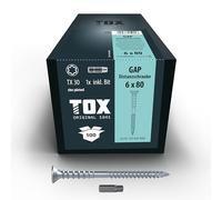 TOX GAP 6,0 x 80 mm, vis d'écartement en acier galvanisé, alignement au millimètre près de sous-constructions en bois, TX30, 100 pièces dans un carton, 1x embout inclus, 114140416080
