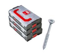 TOX L-BOXX 094909172 Mini kit de vis pour panneaux d'aggloméré avec entraînement TX et filetage complet, 3 boîtes de tri verrouillables avec un total de 18 tailles et 1460 vis à bois