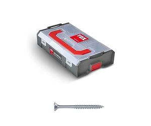 TOX L-BOXX Mini vis pour panneaux d'aggloméré 4,5 + 5 mm assortiment TX, adaptables individuellement, encliquetables entre elles, vis à bois avec entraînement TX incluses, 260 pces, 094903208