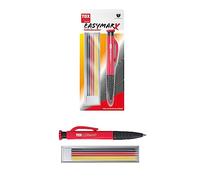 TOX Marqueur pour trous profonds easyMarx en rouge/noir, avec 6x mines de rechange 2,8x120 mm en différentes couleurs, pour un marquage précis sur différentes surfaces, 09770001