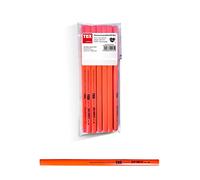 TOX Neo Crayon de charpentier, ovale-quadrangulaire, couleur néon orange, dureté moyenne, pour largeur de trait de 1-2 mm, non taillé, longueur 250 mm, 09790100