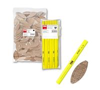 TOX Set XL biscuits bois P10 (250 pcs), lot extra-large pour connexions bois durables, inclut 12 crayons jaunes, idéal pour fabrication et réparation de meubles, ateliers et bricoleurs, 015909013