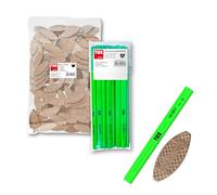 TOX Set XL biscuits bois P20 (250 pcs), biscuits en quantité pour assemblages robustes, avec 12 crayons verts, idéal pour travaux bois intensifs, meubles et rénovation professionnelle, 015909014