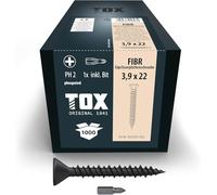 TOX Vis pour plaques de plâtre FIBR 3,9 x 22 mm, vis phosphatées noires avec tête fraisée + filetage HiLo pour sous-constructions en métal et en bois, PH2, 1000 pcs, y compris 1x embout, 142643213922