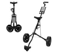 toxaaiwr Chariot de golf à 2 roues, chariot de golf pliable avec roues en polypropylène résistant à l'usure, support en T, tableau de score de rangement, support de balles, noir