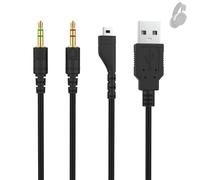 Toxaoii Câble audio de rechange Arctis 5, USB A vers 3,5 mm, compatible avec les casques de jeu SteelSeries Arctis7, Arctis 3, Arctis Pro sans fil, Arctis Pro vers (2,5 m)