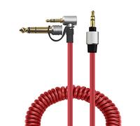 Toxaoii Câble auxiliaire audio auxiliaire de rechange de 3,5 mm à 3,5 mm et 6,5 mm compatible avec Monster Beats by Dr Dre Solo Studio Pro Detox Edition pour casque (rouge, 1,8 à 3 m)
