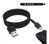 Toxaoii Câble de charge pour souris Razer Naga Pro 20000 DPI, DeathAdder V2 Pro, Viper Ultimate, Basilisk Ultimate, Câble micro de chargeur en nylon tressé pour souris de jeu sans fil, noir, 1,5 m