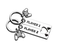 TOXI 2pcs Jeu Machine Couple Porte-clés Joueur 1 Joueur 2 Porte-clés Assorti pour Lui Fille Petit Ami Saint Valentin Gaming Cadeaux-Argent