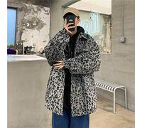 TOXI Rétro Imprimé Léopard Veste Décontractée Hommes Automne Printemps Tendance Beau Tempérament Élégant Haute Rue Manteau Cool Streetwear-Gris,M