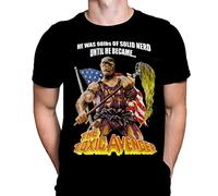 Toxic Avenger T-shirt pour homme avec impression de film de super-héros d'Halloween, T-shirt graphique noir, T-shirt poster de film, Noir , XL